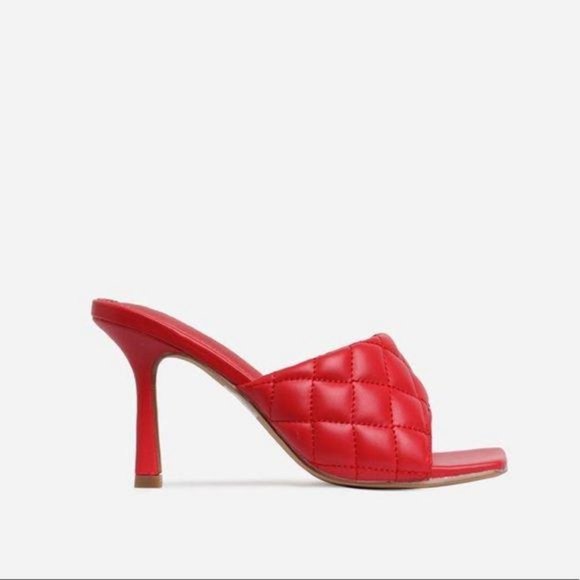 !! NEW !! SQUARE TOE Quilted Mules in Black - Picture 9 of 11